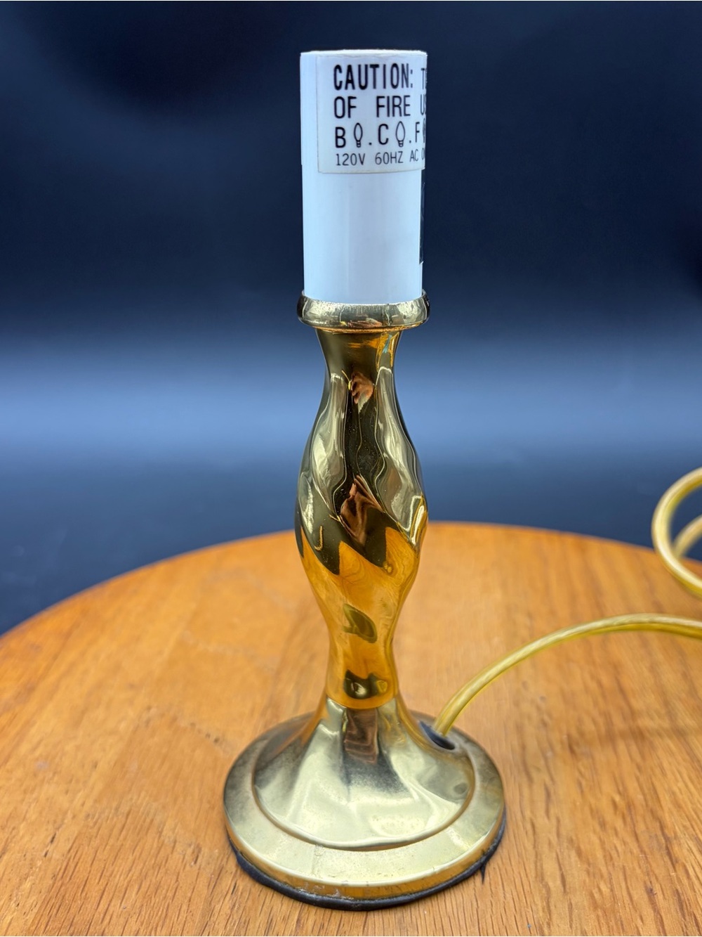 Vintage Brass Metal Candlestick Candle Lamp Corded Electric Miniature 6” Tall